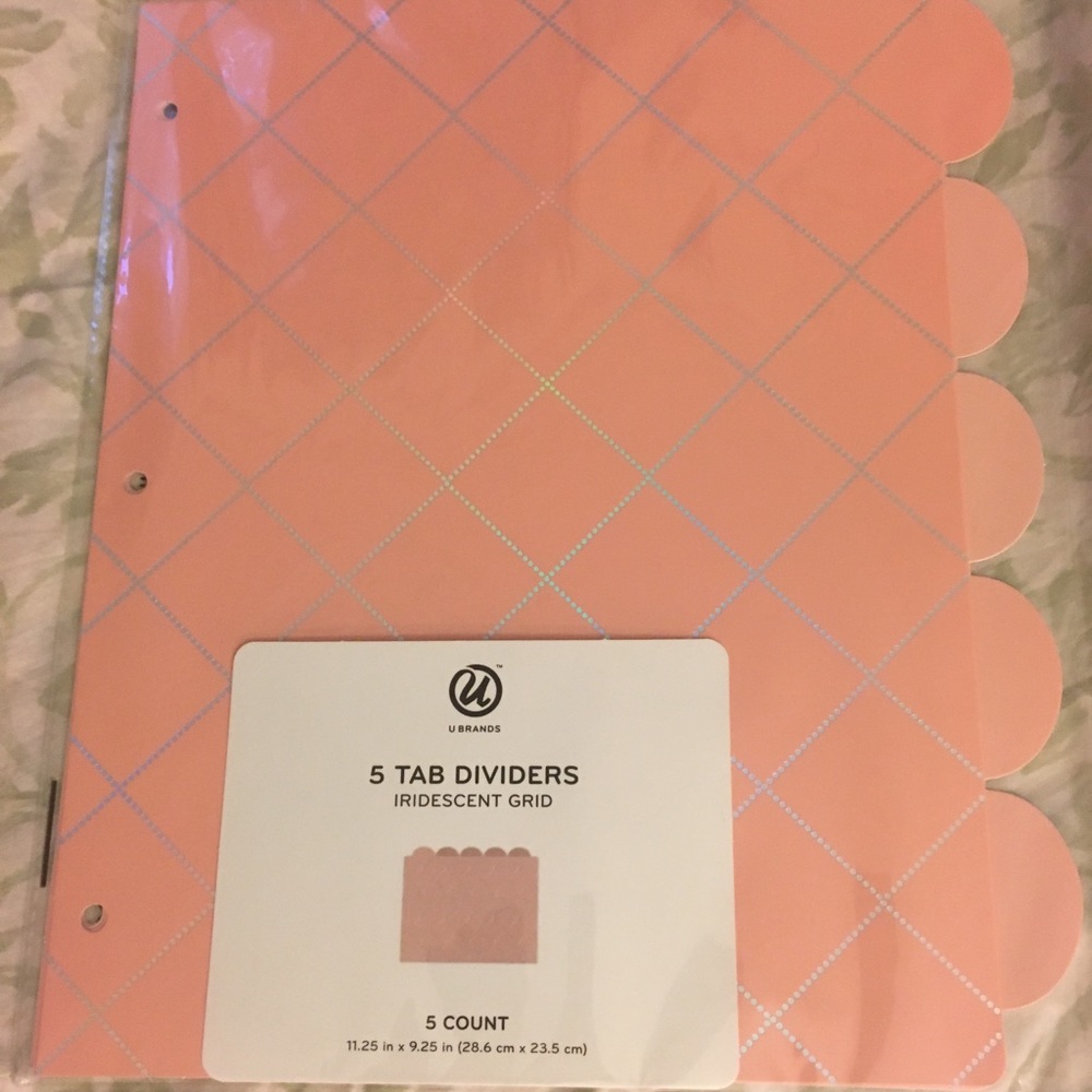 ✏️📚NWT coral and silver 5 tab dividers